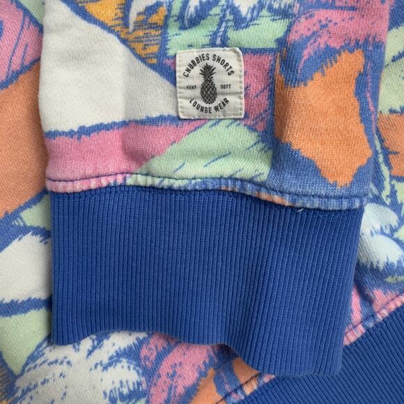 Chubbies Lounge Sweatshirt Mens L 90s Style Geometric Palm Tree Print Pullover - Picture 4 of 8